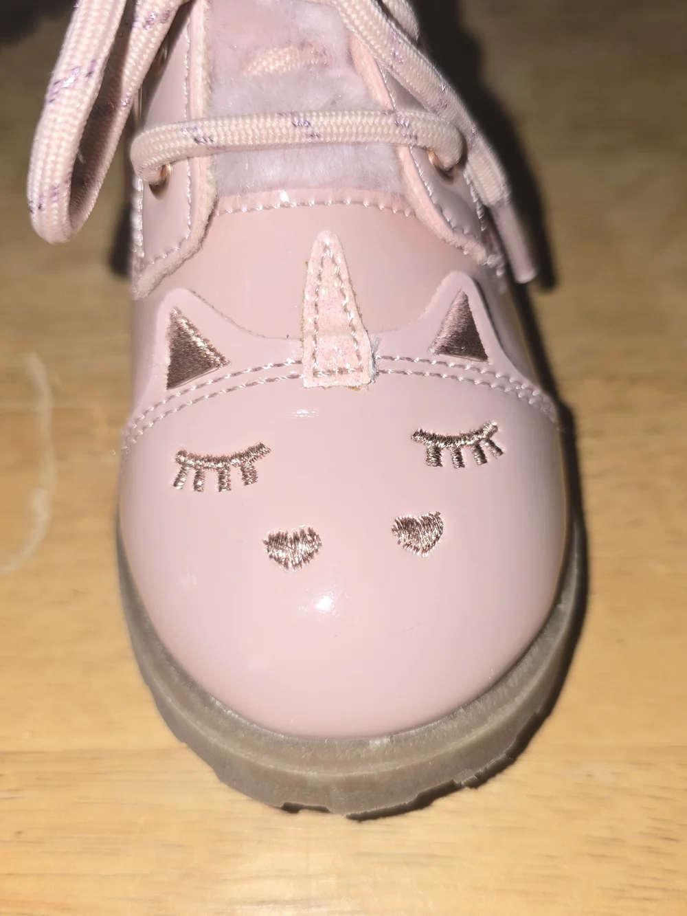 Wonder Nation Kids Size 8 Pink Unicorn Combat Boots Faux Leather Side Zip Girls